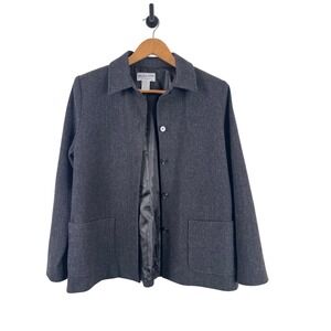 Pendleton Petite Wool Blazer Jacket Dark Gray Button Front‎ Pockets Size 10